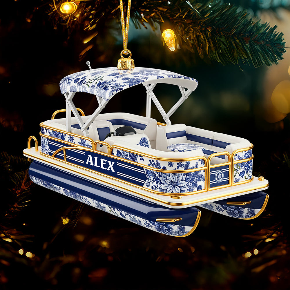 Toile de Jouy Christmas Ornament - Personalized Gifts For Pontoon Lovers 01pgqn071025-Homacus