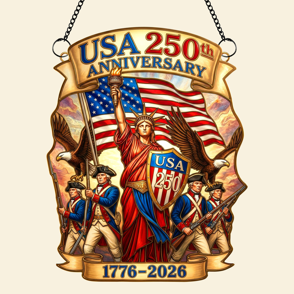 USA 250th Anniversary Suncatcher Ornament – Gifts For Patriots 01paqn060326-Homacus
