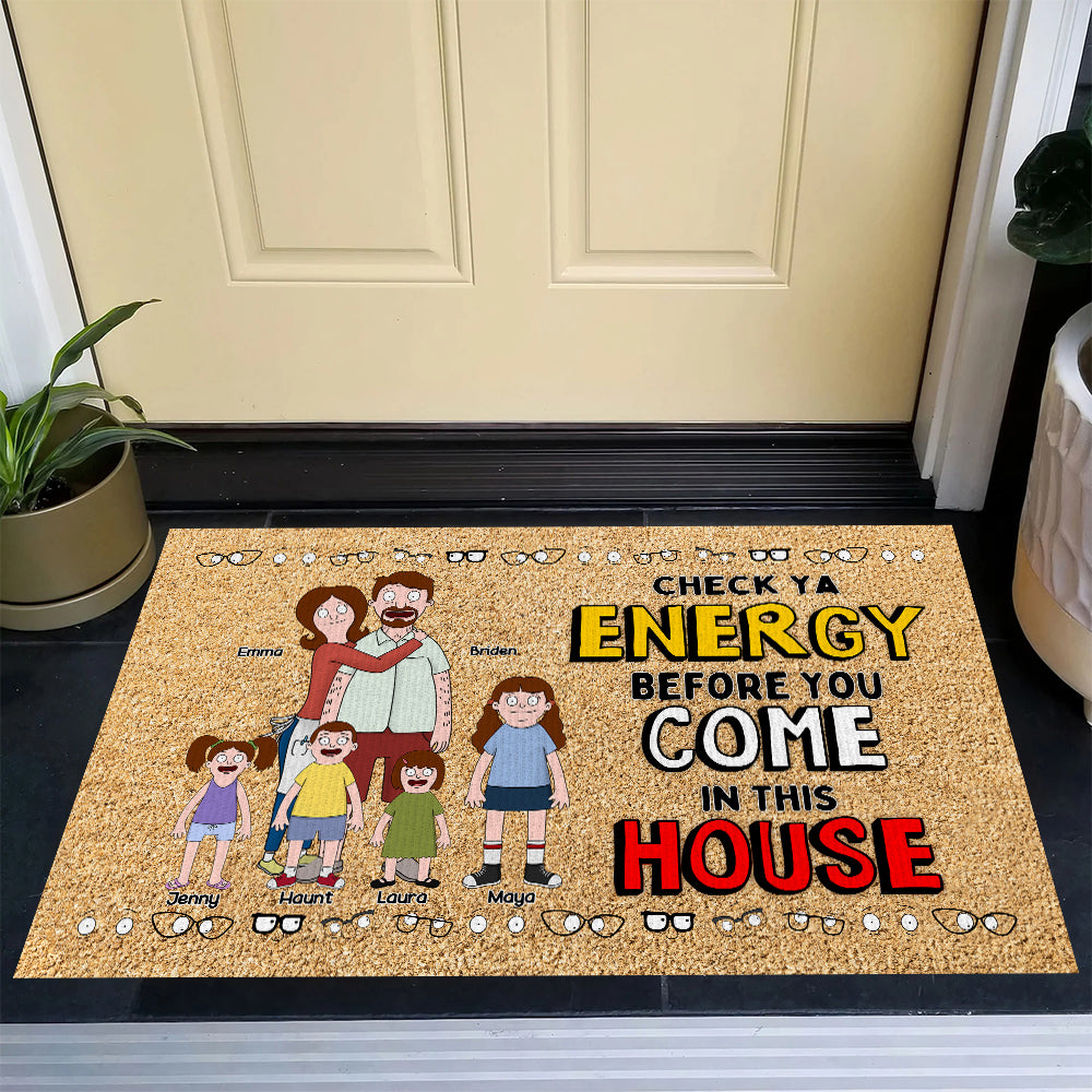 Personalized Gifts For Family Doormat Check Energy Before Coming 02OHLU110225PA-Homacus