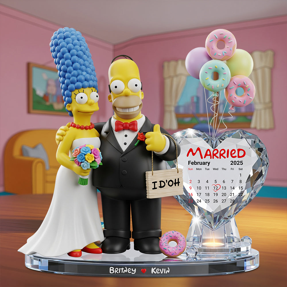 Yellow Cartoon Wedding Couple Plaque - Personalized Gifts For Couple 02nadt050625-Homacus