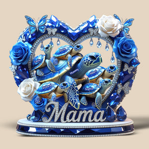 Mama Turtle Plaque - Personalized Gift For Mother 02XQQN240425-Homacus