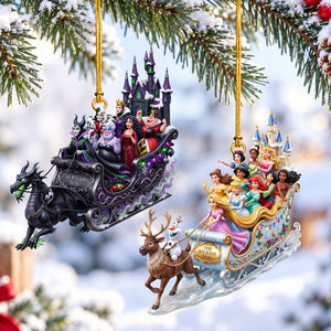 Princess & Villain Snow Ride Ornament - Personalized Gift For Christmas 02NAQN180926