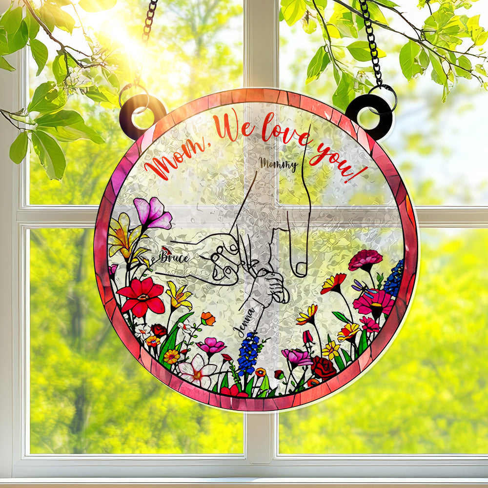 Hand In Hand Window Hanging Suncatcher Ornament - Personalized Gift For Mom 03XQLU280325-Homacus