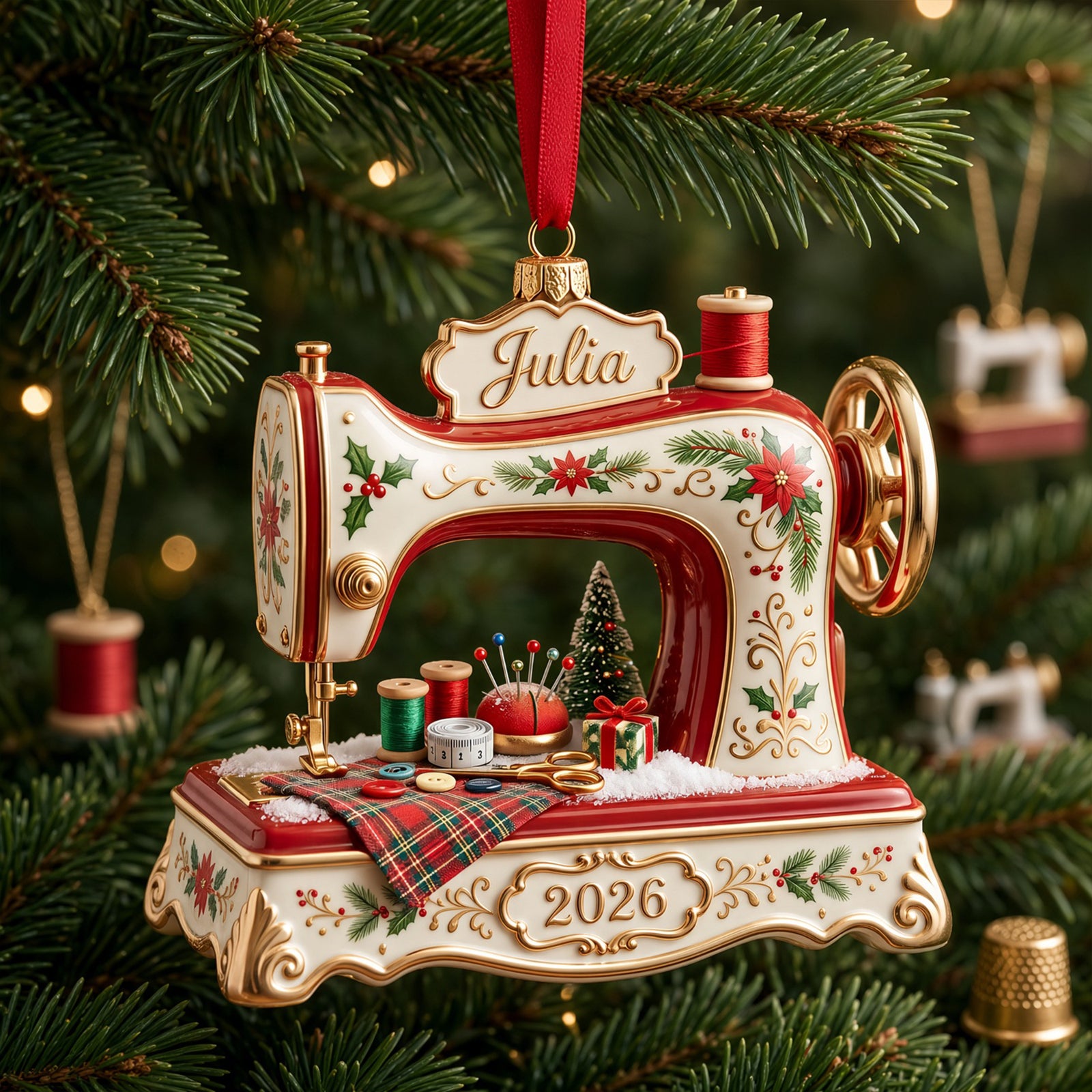 Sew Merry & Bright Christmas Ornament - Personalized Gifts For Sewing Lovers 01PGLU141026-Homacus