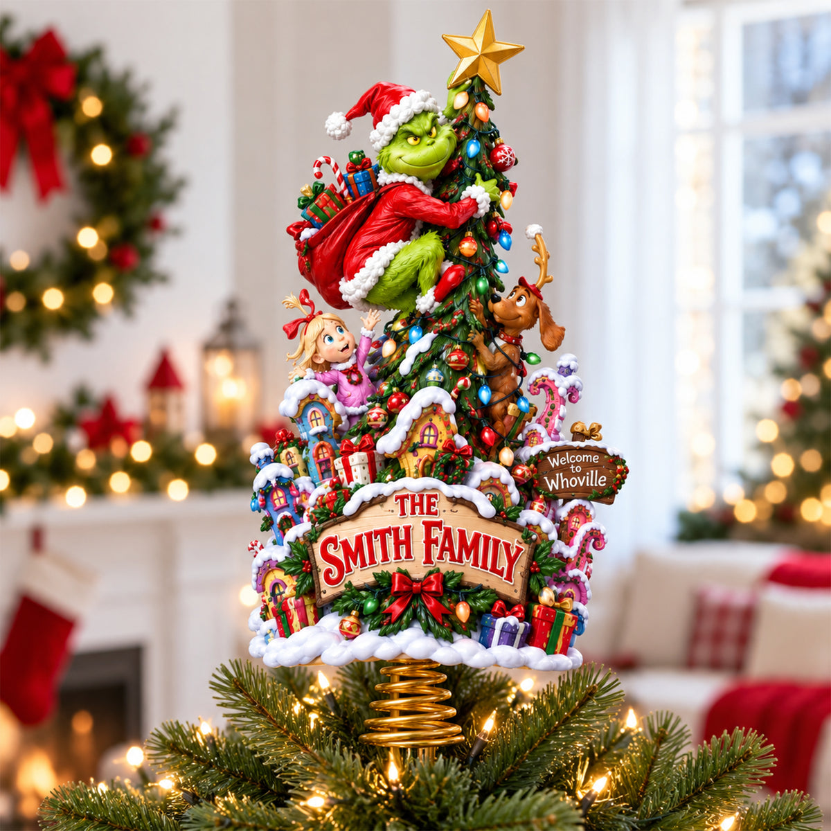 Cheeky Christmas Village Tree Topper - Personalized Gifts For Family 10tyqn290926