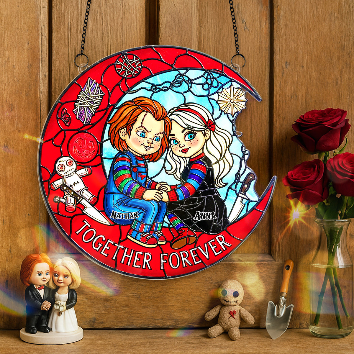 Horror Couple Suncatcher Ornament - Personalized Gifts For Couple 02HUMG110825-Homacus