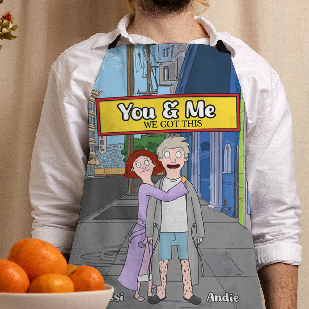 Personalized Gifts For Couple Apron Cartoon Lover 05XQLU251224HG-Homacus