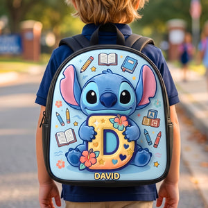 Alphabet Cute Alien Backpack - Personalized Gifts For Kids School Bag 02natn290626-Homacus