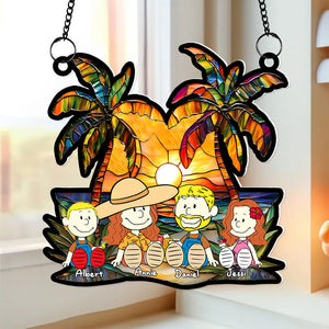 Personalized Gifts For Family Window Hanging Suncatcher Ornament Happy Family On The Beach 04KALU090125PA-Homacus