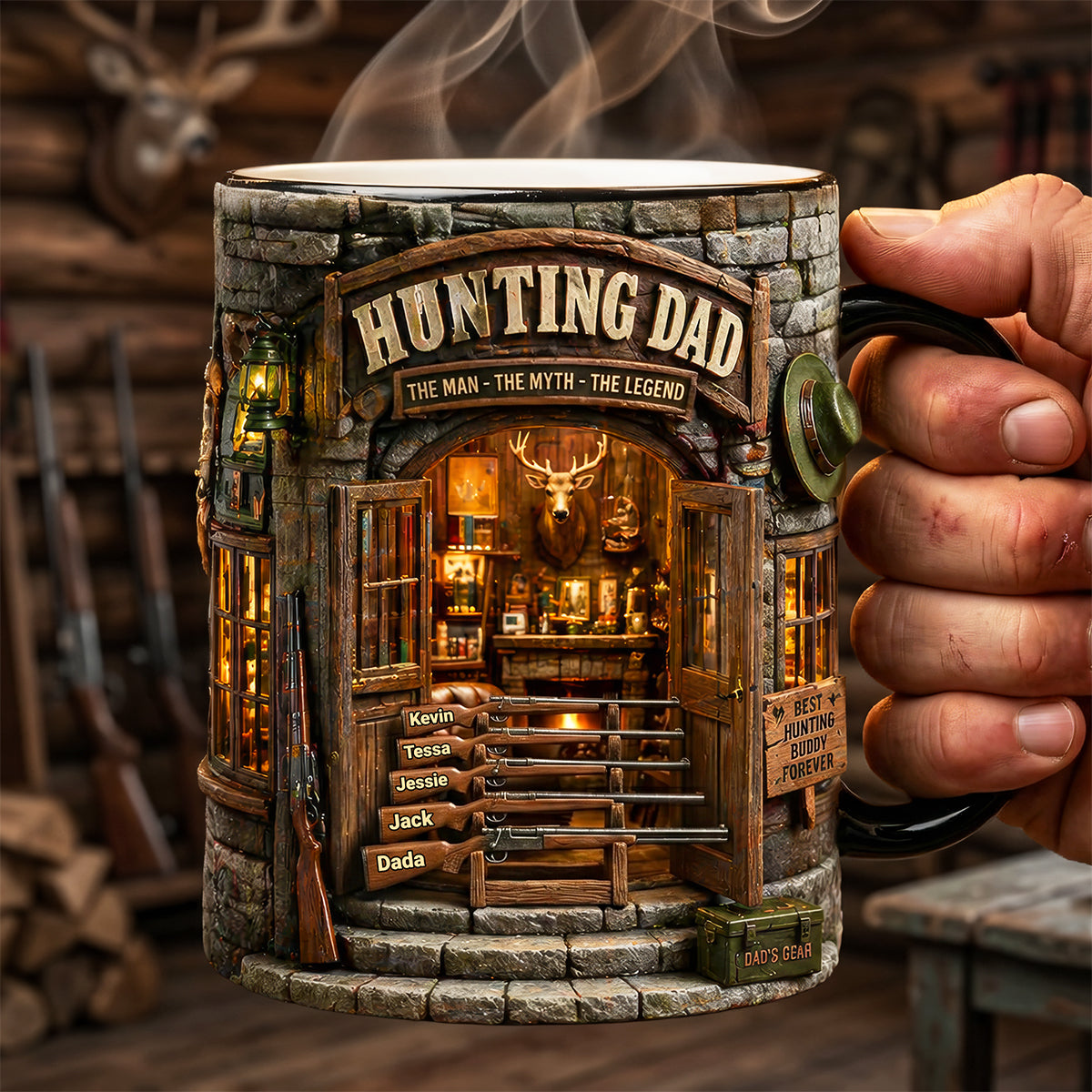 Dad Hunting Cabin Magic Mug - Personalized Gifts For Hunting Dads 01QHTA280426-Homacus