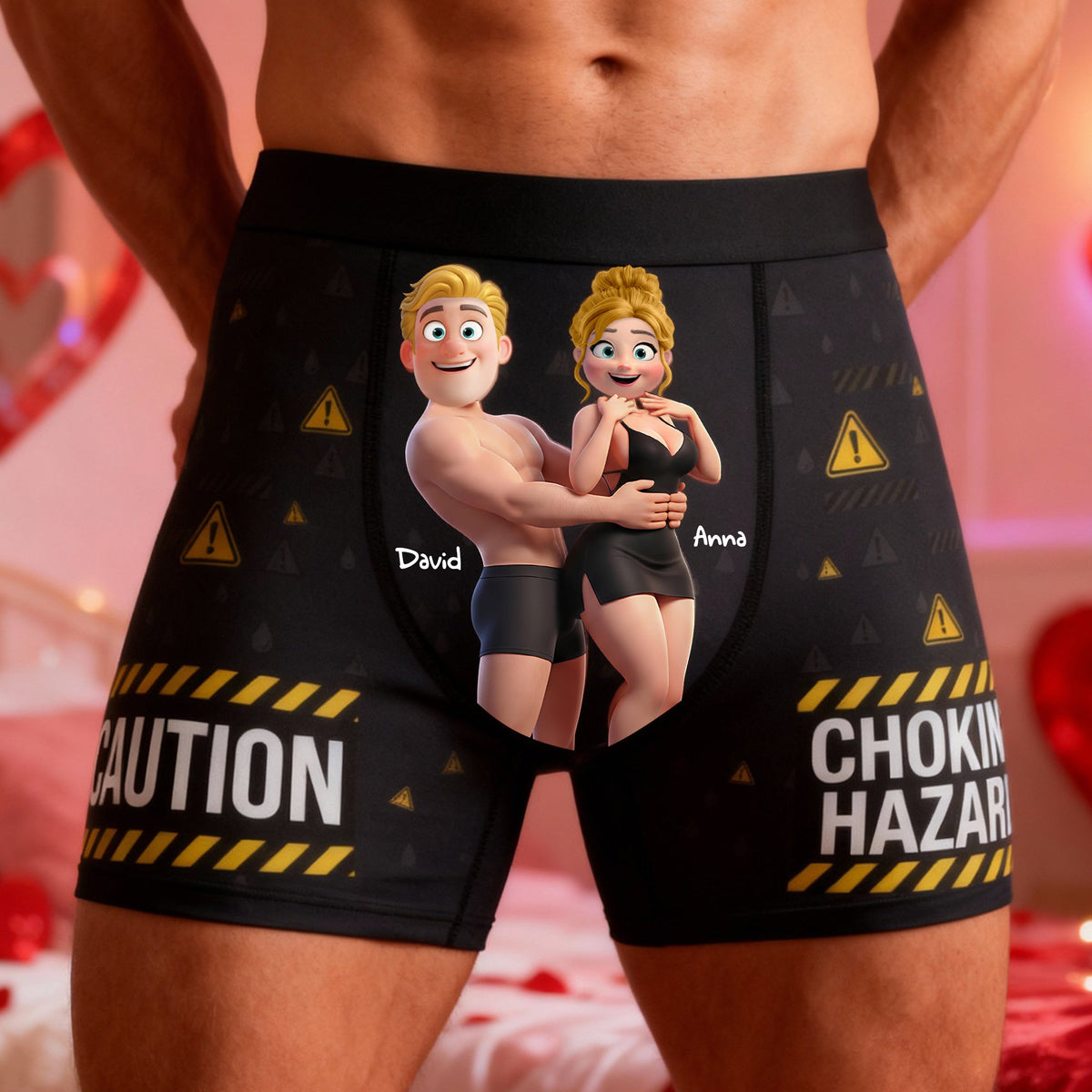 Couple Fun Caution Men Boxer - Personalized Gift For Him 04QHLU160126-Homacus