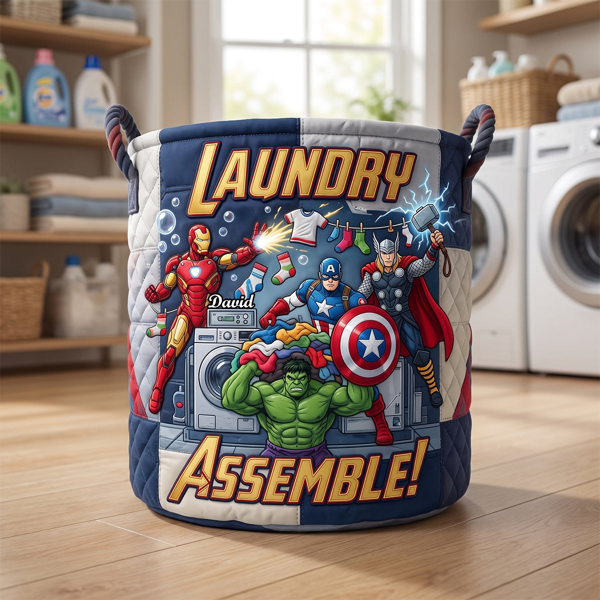 Hero Squad Quilted Laundry Basket - Personalized Gifts 06tydh090726-Homacus