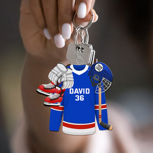 Hockey Player Keychain- Hockey Jersey with Custom Team Logo Gifts For Hockey Lovers-04huqn231224-Homacus