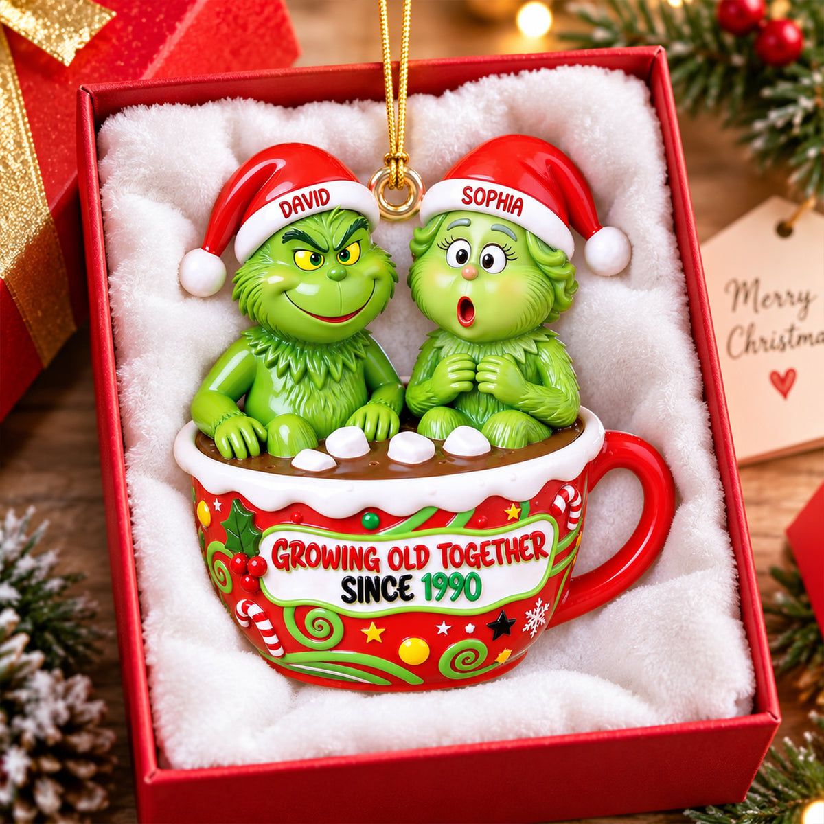 Hot Chocolate Cup Couple Ornament - Personalized Gifts For Couple Christmas Ornament 01TOQN160926-Homacus