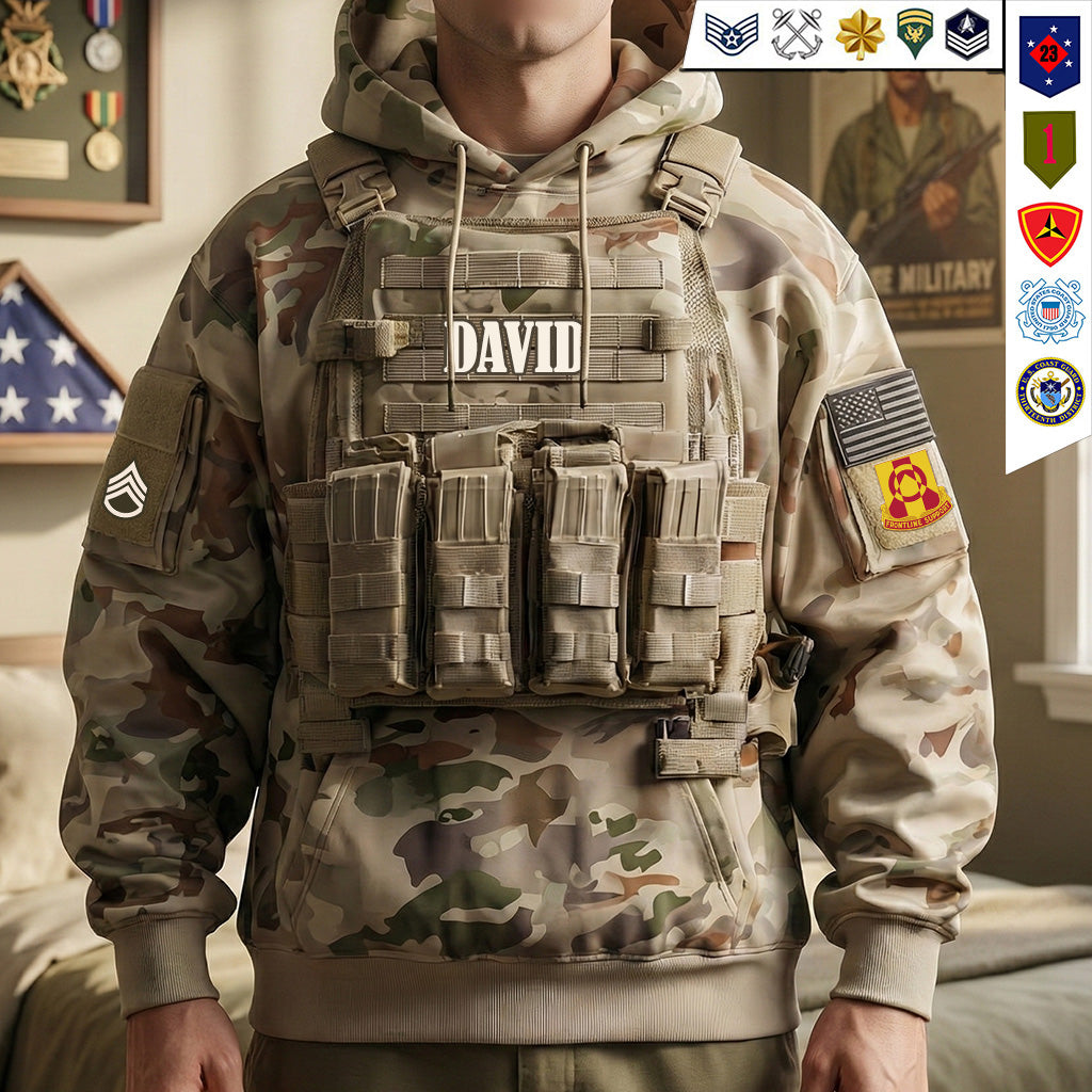 Rugged Military Style Hoodie - Personalized Gift For Veterans 04OHMG251225-Homacus