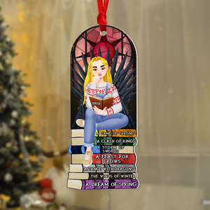 Personalized Gift For Book Lovers 02HUPU170924PA Ornament A Girl Sitting On Stack Of Books Reading-Homacus