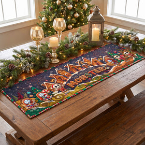 Little Monsters Gingerbread Quilted Table Runner Personalized Christmas Gifts 03PAQN270826