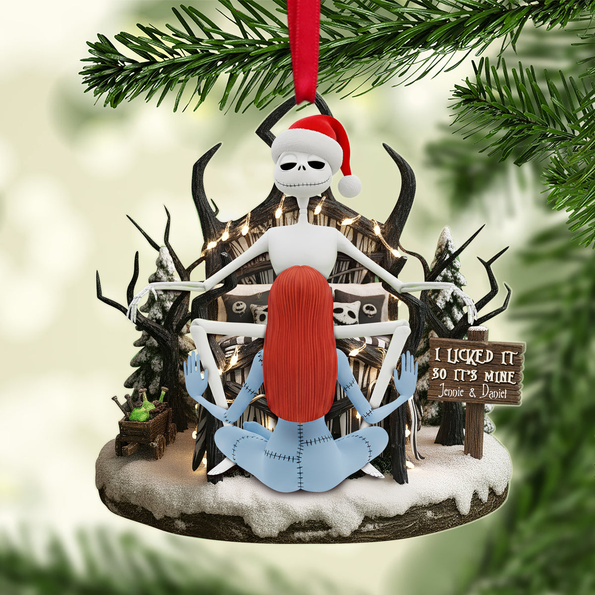 Naughty Skull Couple Ornament - Personalized Christmas Gift For Couples 02TGLU230925-Homacus