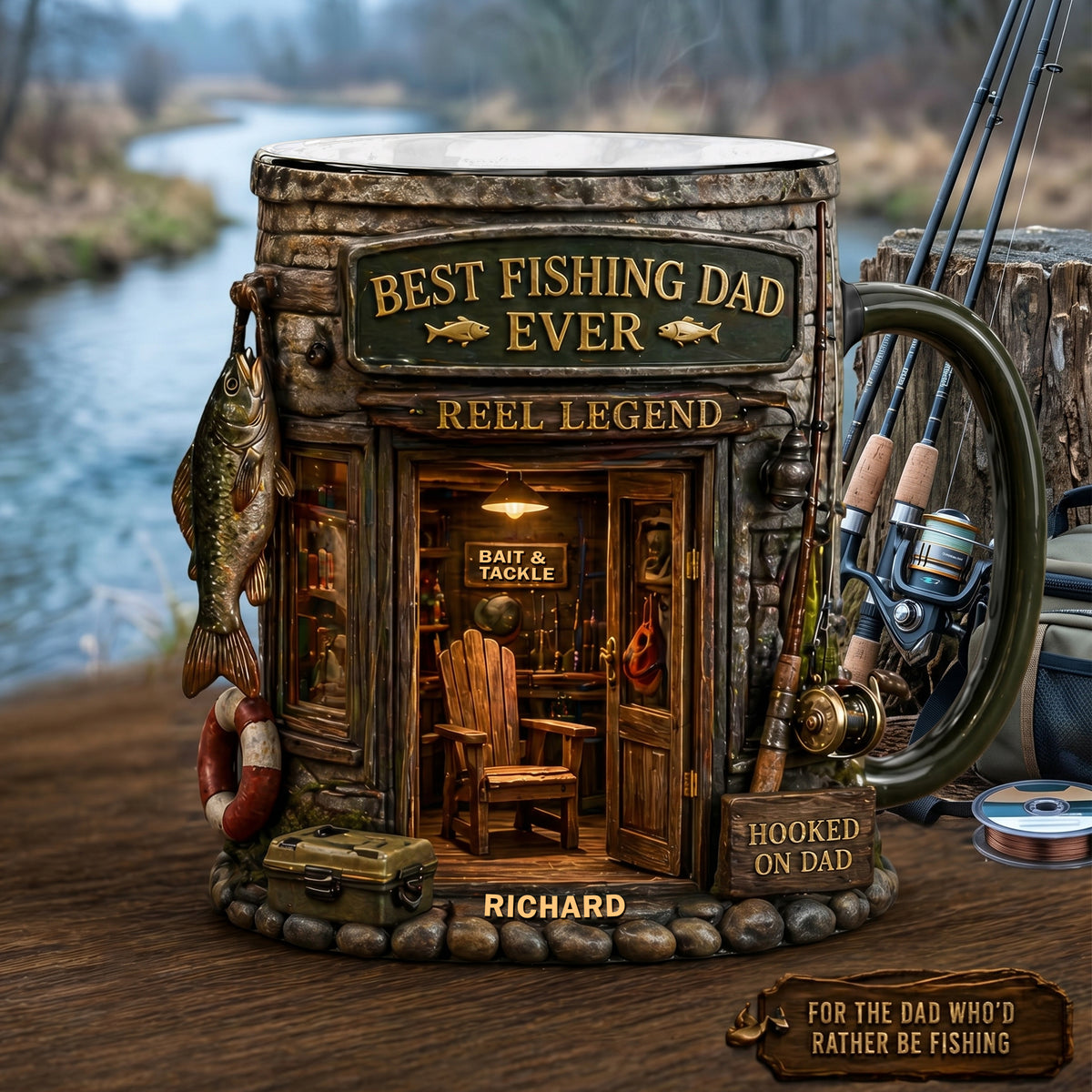 Dad Fishing Nest Magic Mug, Personalized Gifts For Fishing Dad 01qhqn290426-Homacus
