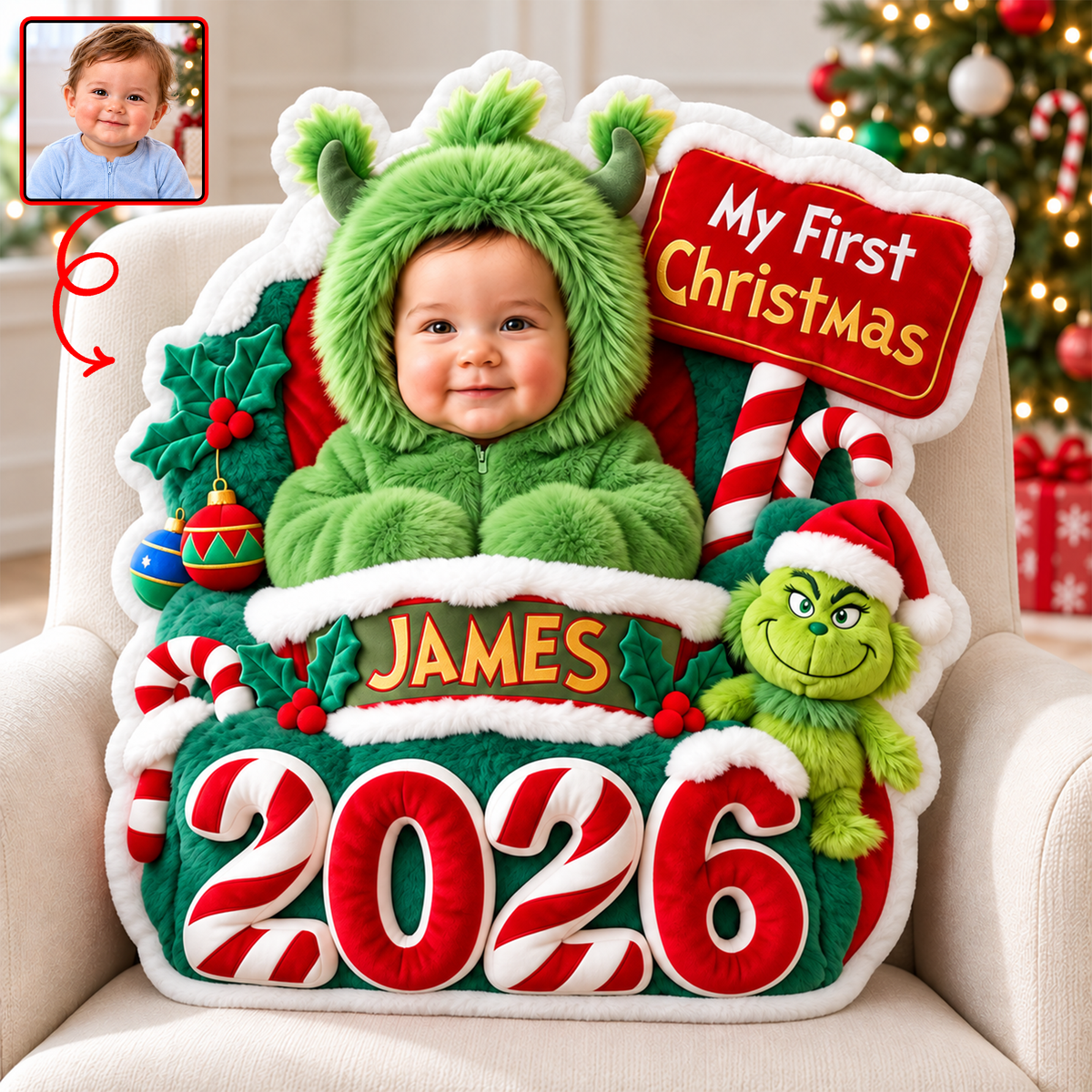 Baby First Christmas Custom Photo Pillow - Personalized Gifts For Christmas 05pgqn151026-Homacus