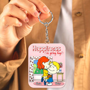 Personalized Gifts For Couples Keychain Happiness Is Giving Hug 06TOLU040125HG-Homacus