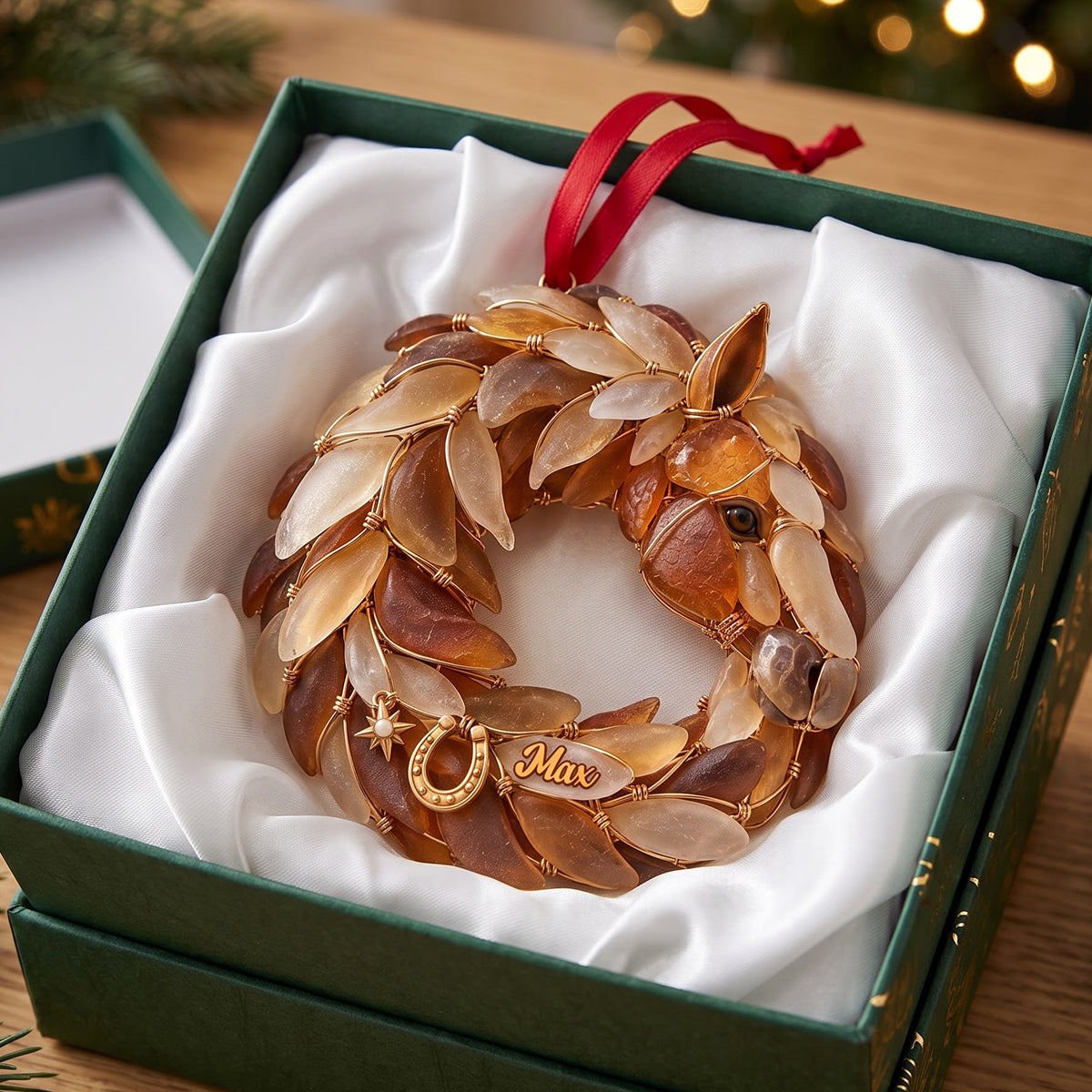Horse Wreath Sea Glass Effect Ornament - Personalized Gifts For Horse Lovers 06qhtn121026-Homacus