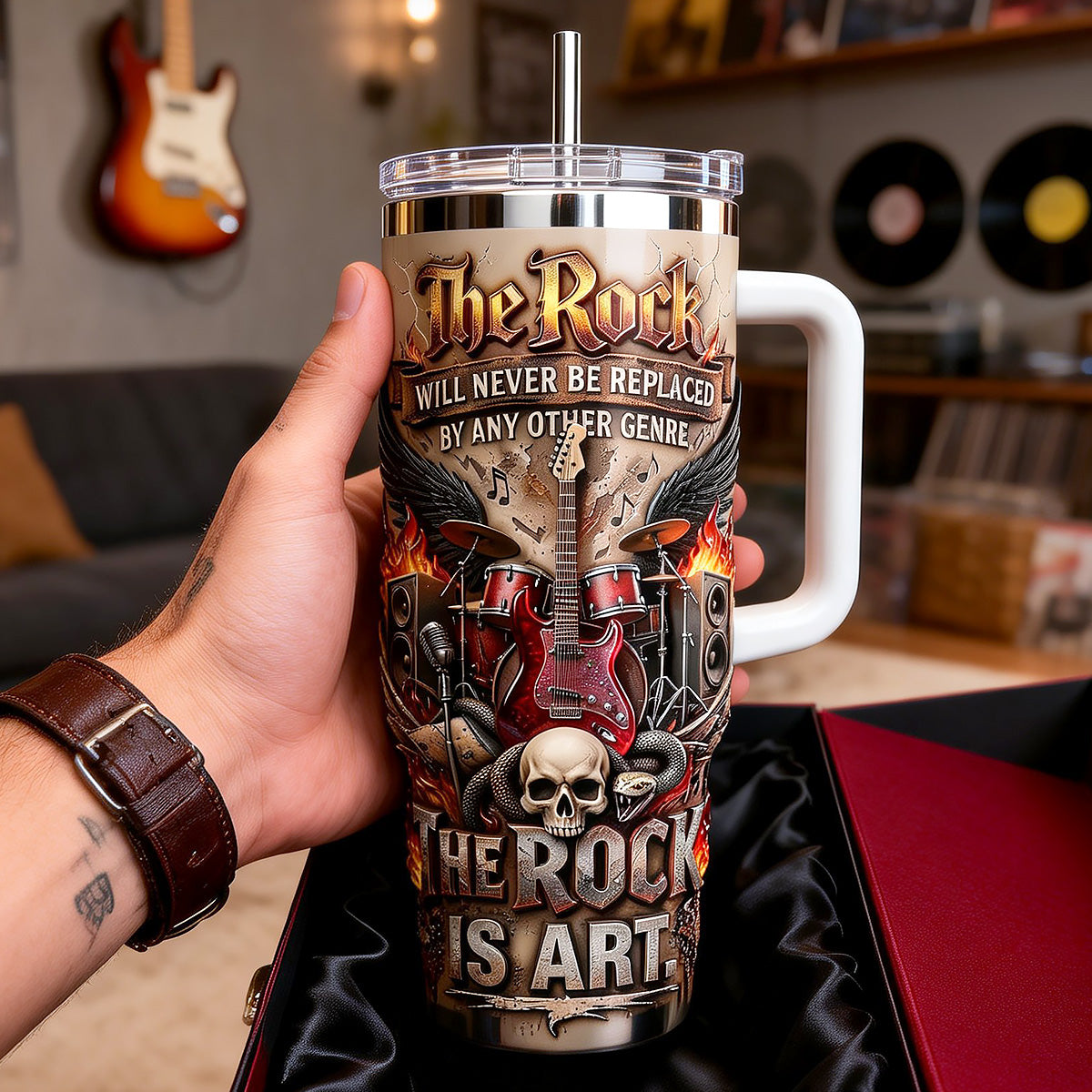 Rock Vibes Skull Music 40oz Tumbler - Personalized Gifts For Rock Lover Tumbler 02PAMG190326-Homacus