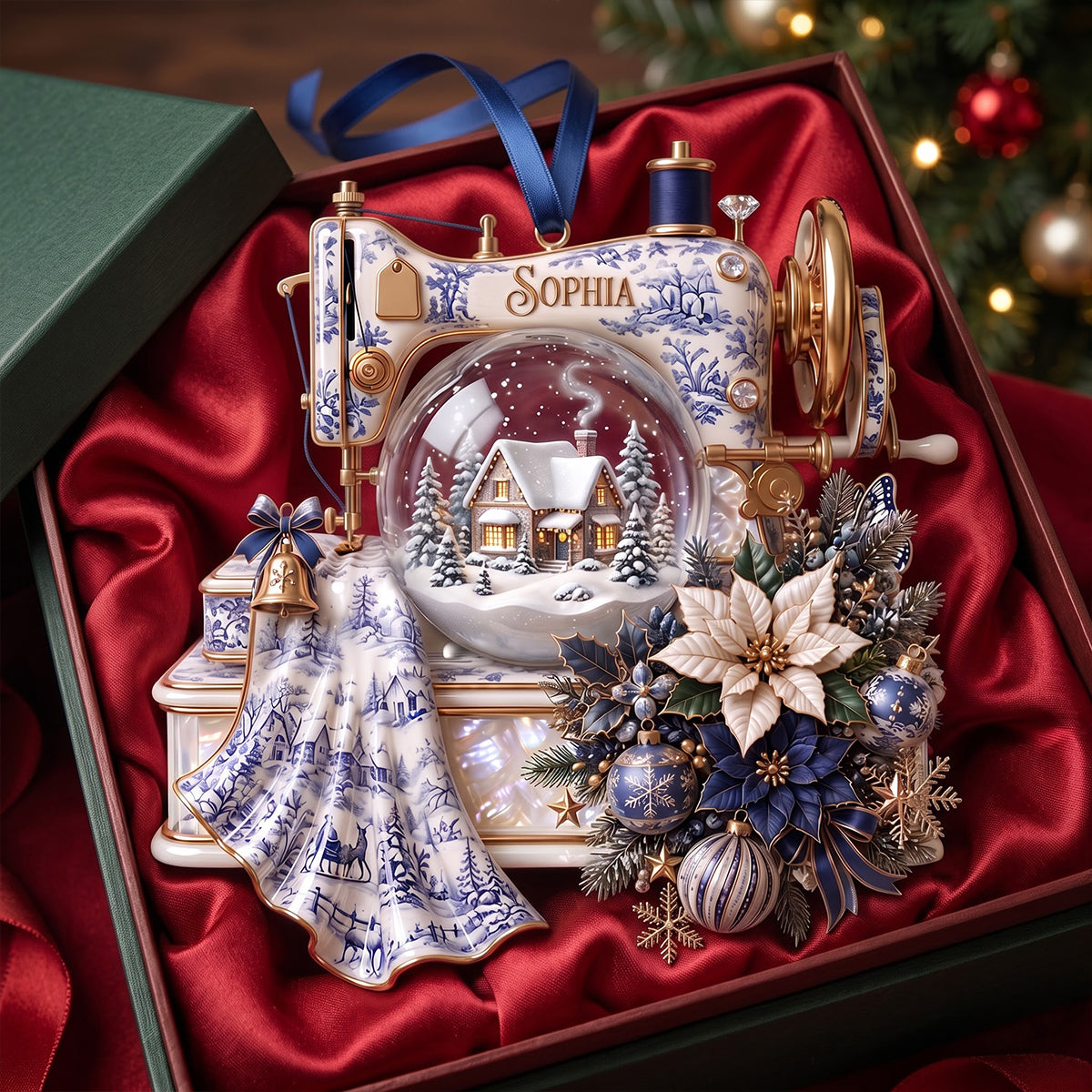 Toile de Jouy Christmas Sewing Ornament - Personalized Gifts For Christmas 02patn290826