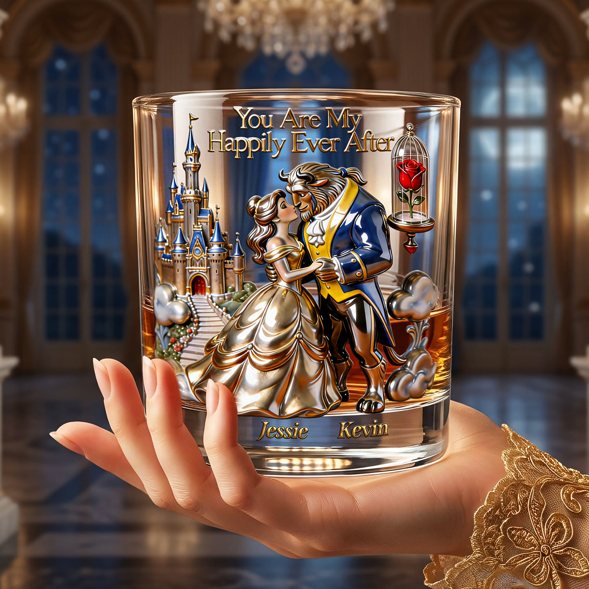 Romantic Couple Round Glass - Personalized Gifts For Couple 02OHTA150626-Homacus