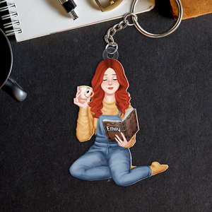 Personalized Gifts For Reading Girl Keychain 031acpu111124pa-Homacus