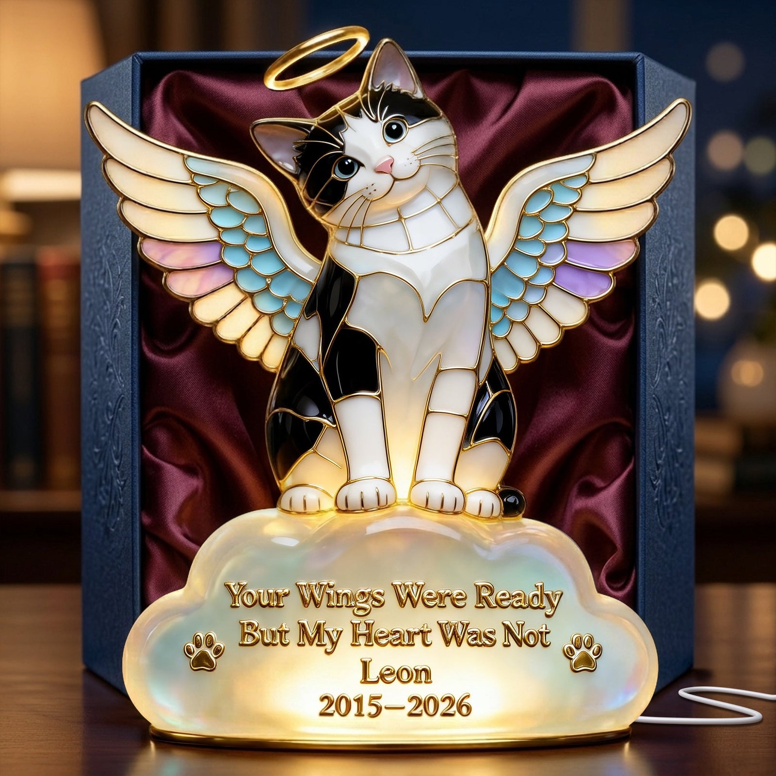 Pet Angel Memorial Light Box, Custom Photo Keepsake To Remember Losted Pets 02qhlu010426-Homacus