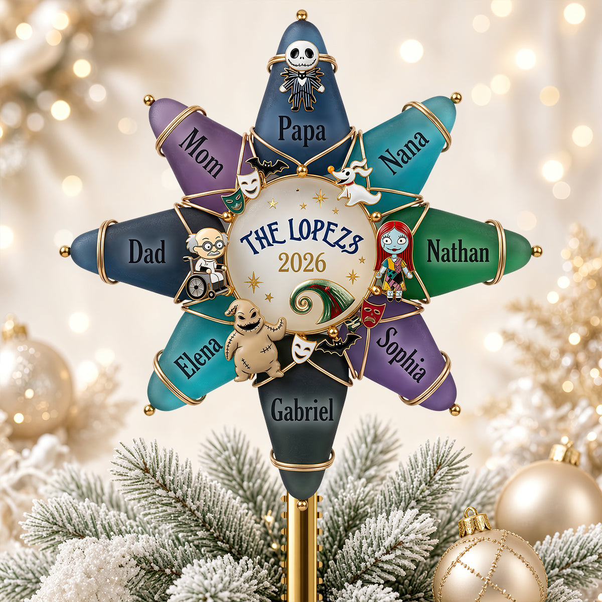 Spooky Family Tree Topper - Personalized Gifts For Family Acrylic Christmas Tree Topper 03HUDT071026-Homacus