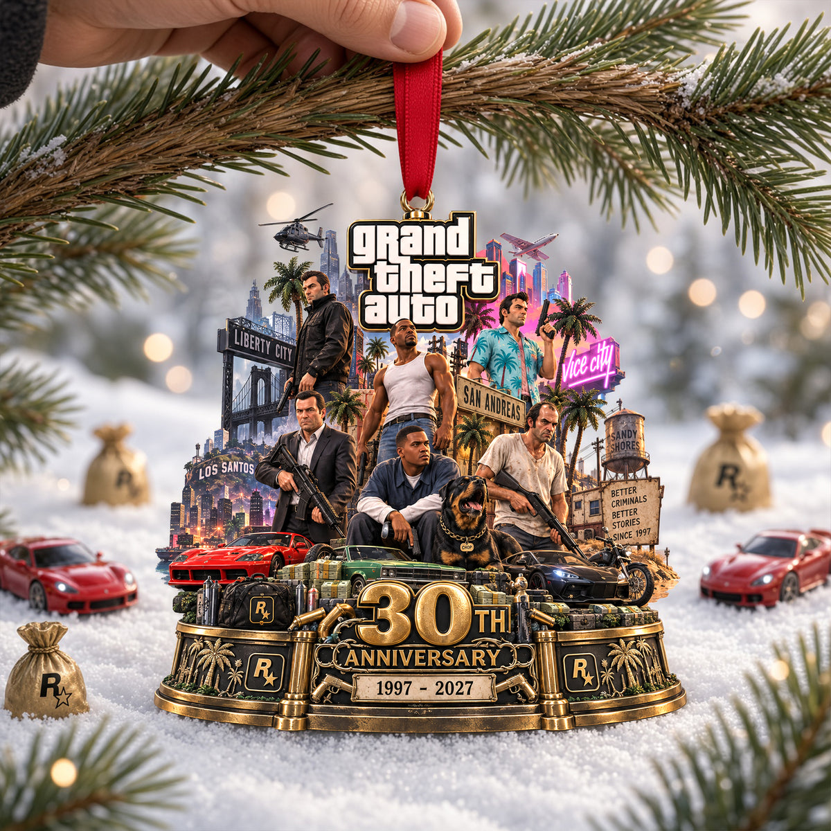 30th Anniversary Neon City Ornament - Personalized Gifts For Gamers 04nalu180926