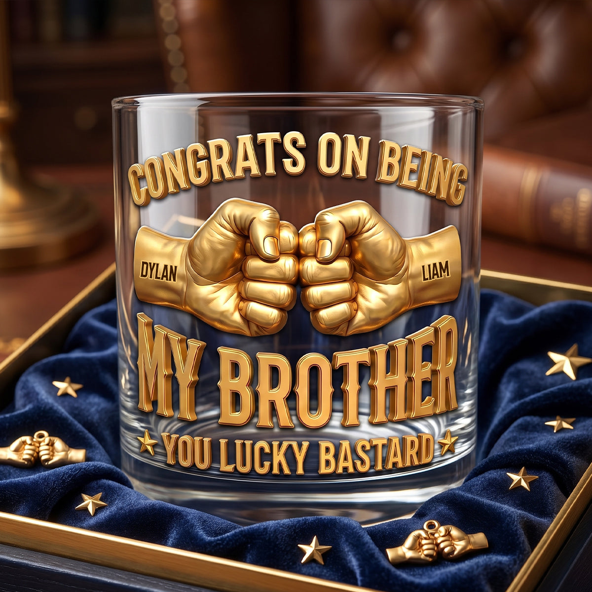 Brotherhood Fist Bump Round Glass Personalized Gifts For Brother 02HUDH040626-Homacus
