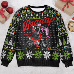 Personalized Christmas Ugly Sweater Gifts For Motorcross Couple 03ACDT041024PA-Homacus