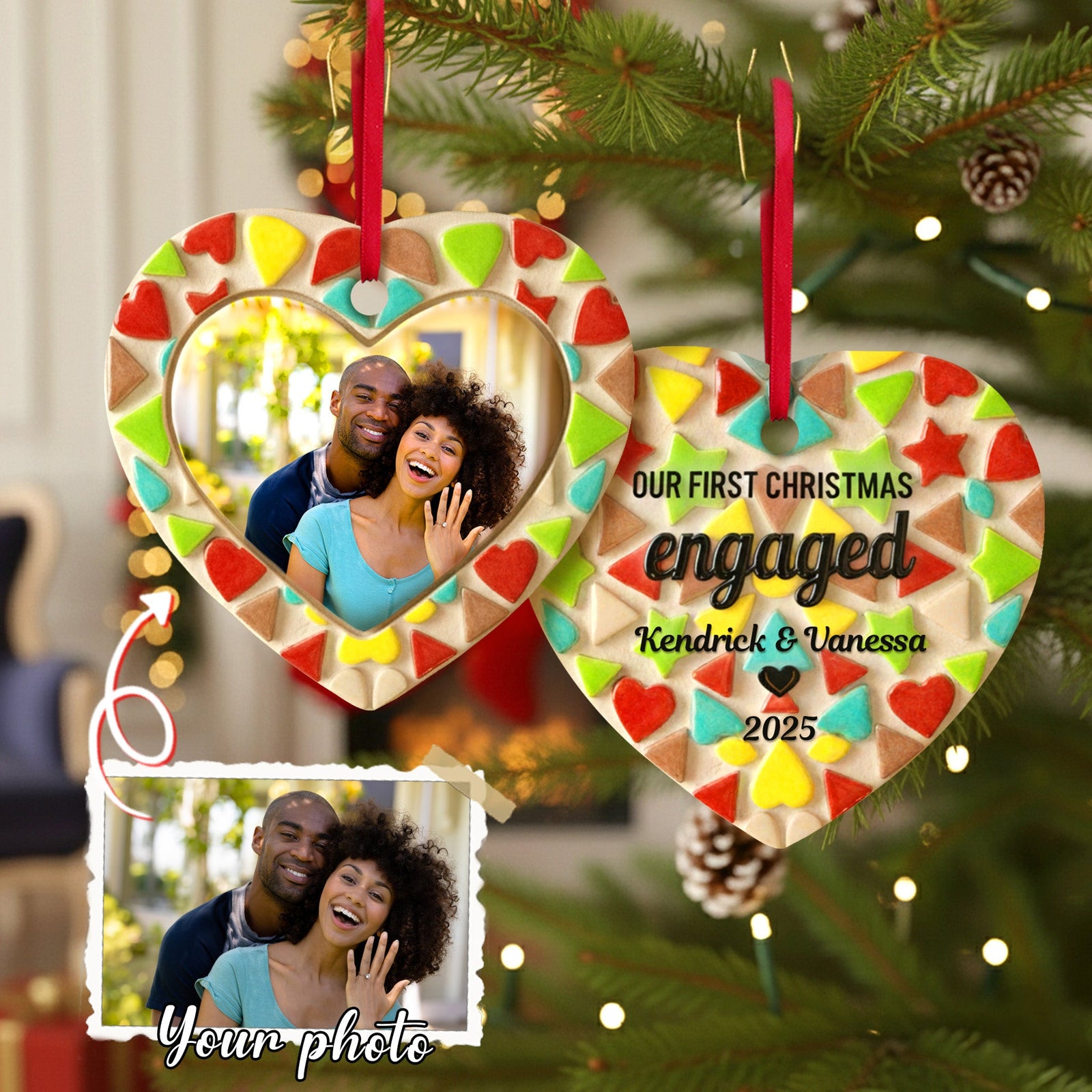 First Christmas Engaged Ornament, Personalized Gifts For Couple 01qhmg030925-Homacus