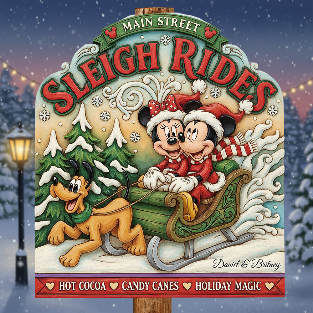 Jolly Couple On Sleigh Ride Wood Sign, Christmas Gifts For Couple 04qhdt160925-Homacus