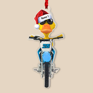 Gift For Motocross Lovers, Personalized Ornament, Motocross Duck Ornament, Christmas Gift-Homacus