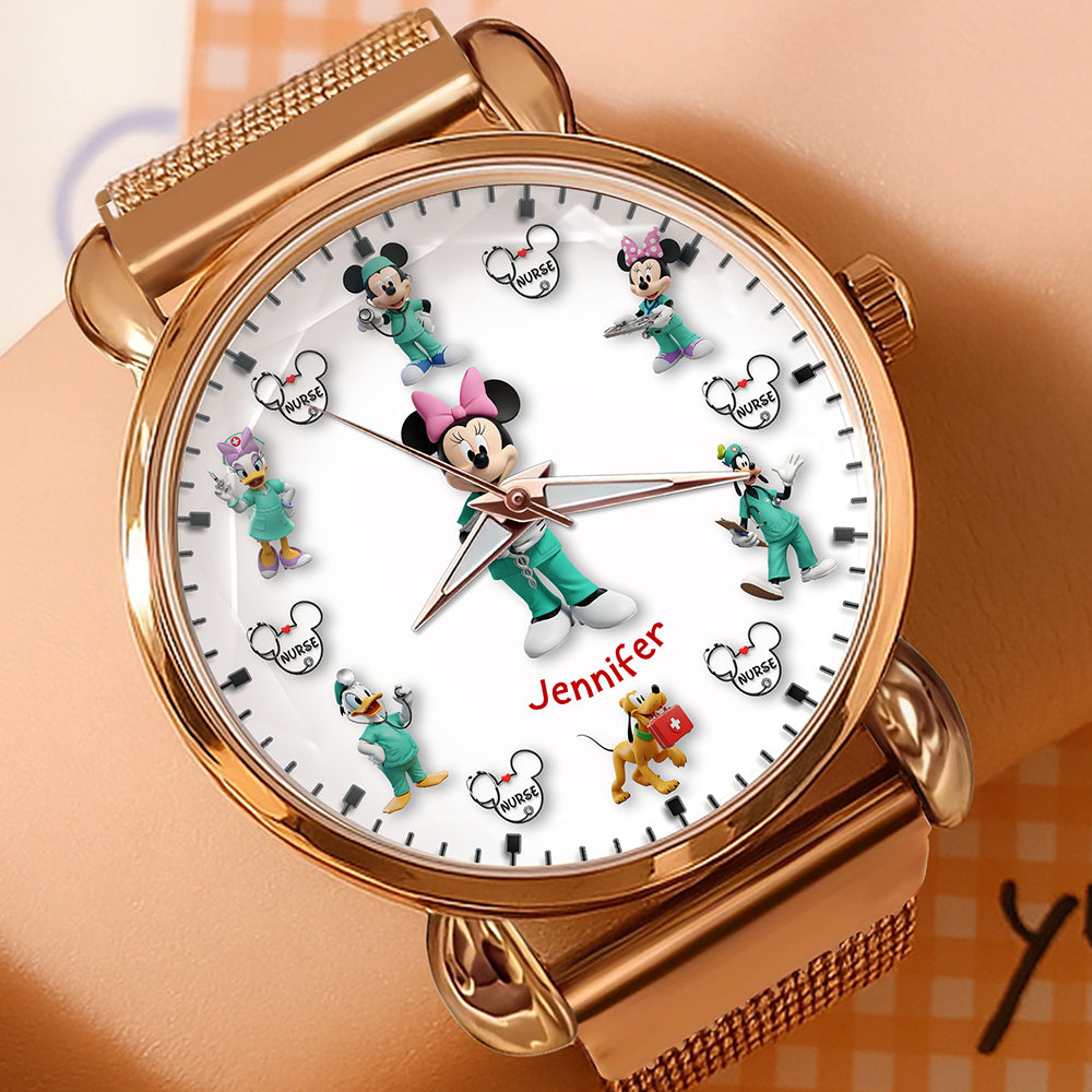 Cartoon Character Mesh Strap Quartz Watch – Personalized Gifts for Nurse 01naqn170725-Homacus