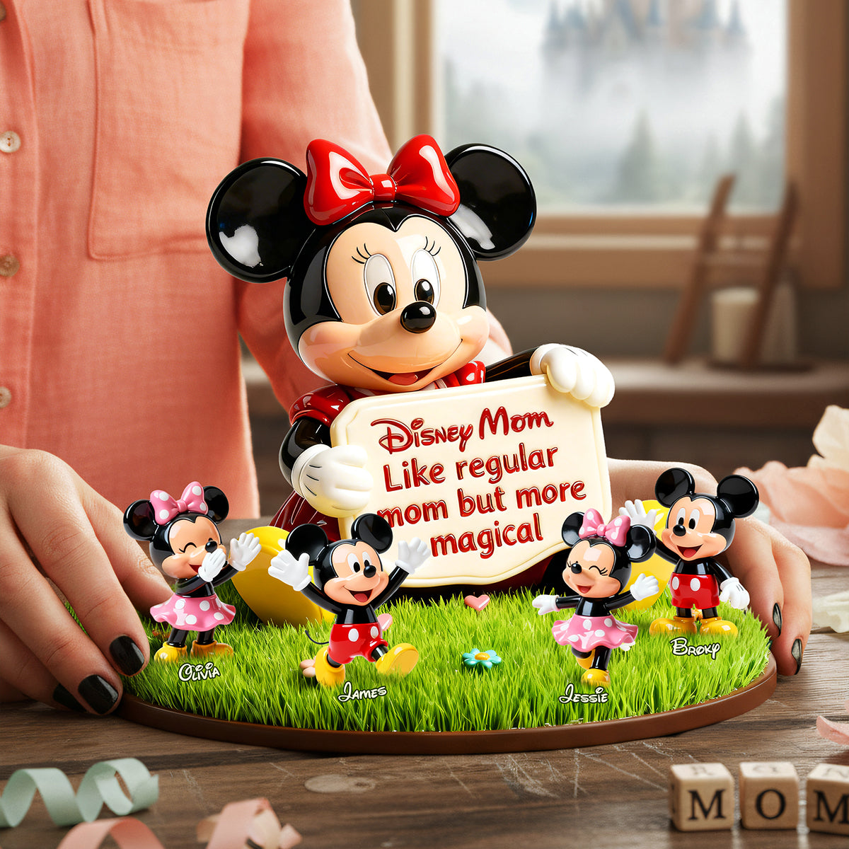 Festive Mom And Kids Acrylic Plaque - Personalized Gifts For Mom Plaque 04TOTA240226-Homacus