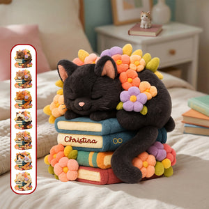 Cat With Books Custom Shaped Pillow - Personalized Gifts For Book Lover 05namg031225-Homacus