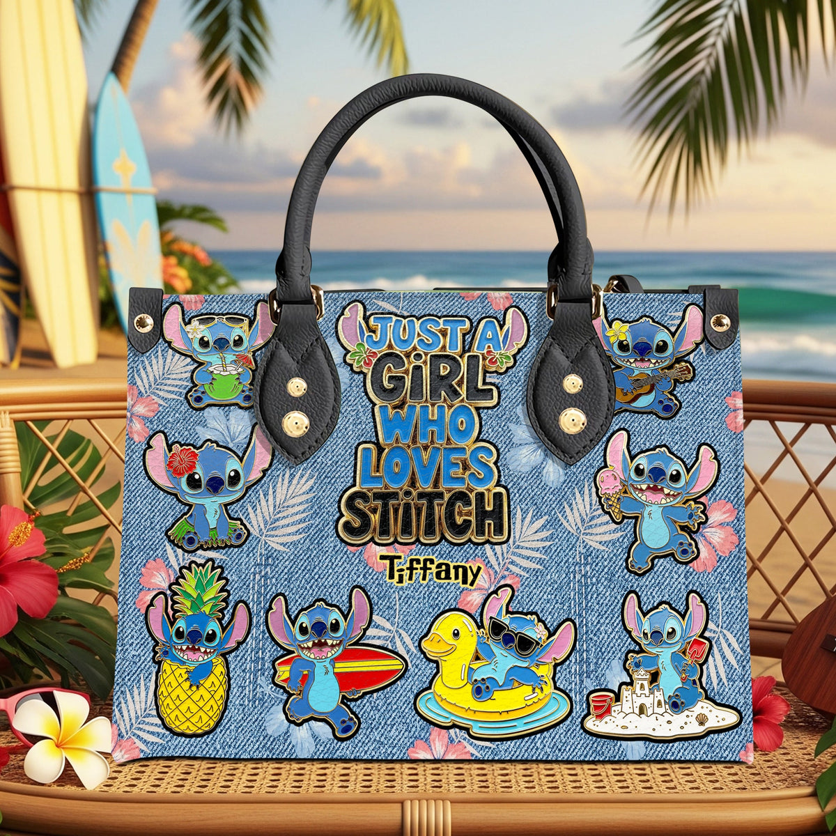 Tropical Cartoon Fan Leather Bag – Personalized Gifts for Cartoon Lovers 02nadt040625-Homacus