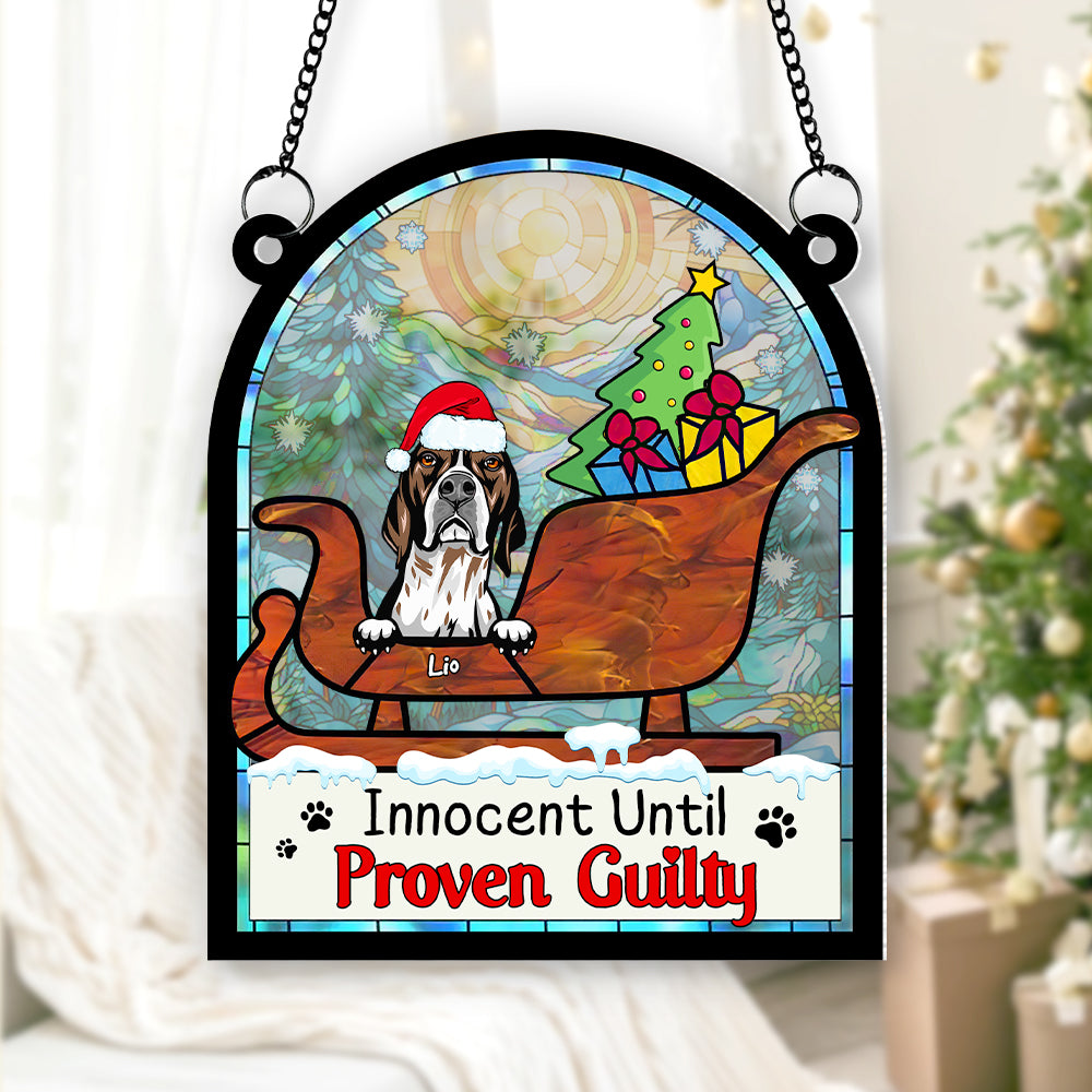 Personalized Gifts For Dog Lovers Suncatcher Ornament 042hutn190724 Naughty Dog Christmas-Homacus