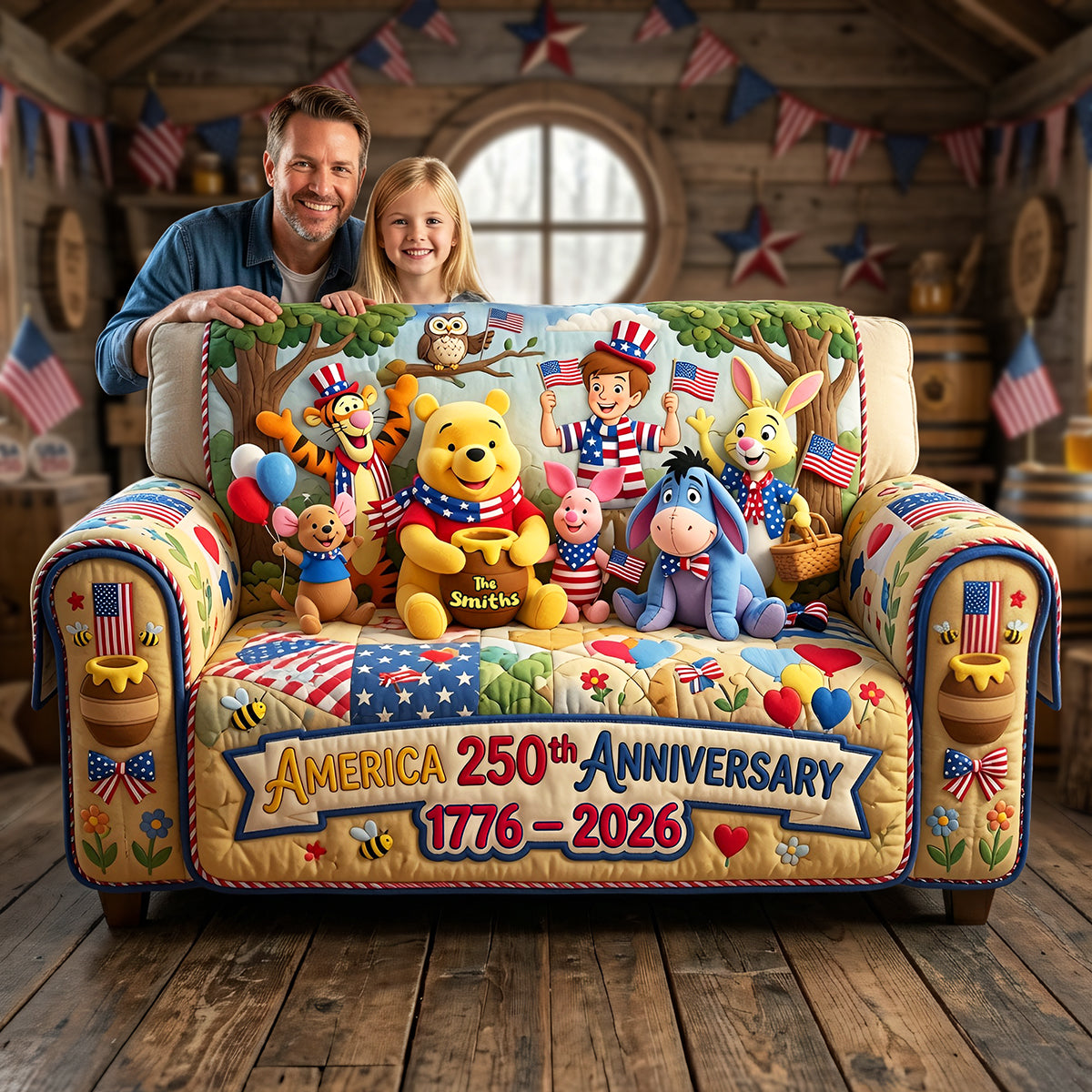 America 250th Anniversary Cartoon Friends Sofa Cover - Personalized Gifts 01tyta220626-Homacus