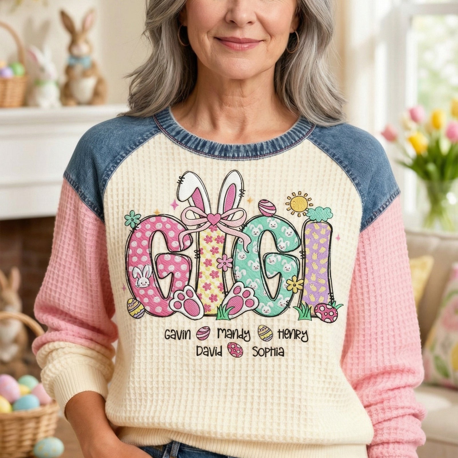Cute Easter Bunny 3D Sweatshirt - Personalized Gifts For Grandma 01naqn240226-Homacus