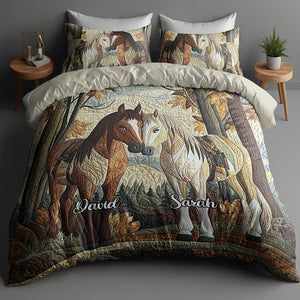 Personalized Gifts For Horse Couple Quilt Bedding Set Special Line 021kaqn170125-Homacus