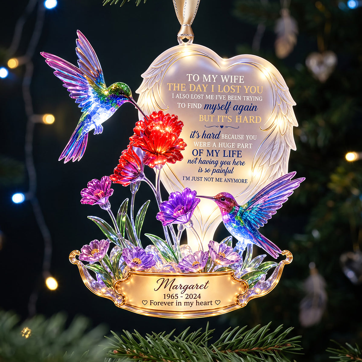 A Part In Heaven Hummingbird Couple Ornament - Personalized Keepsake To Remember The Departed One 05QHTA141026-Homacus