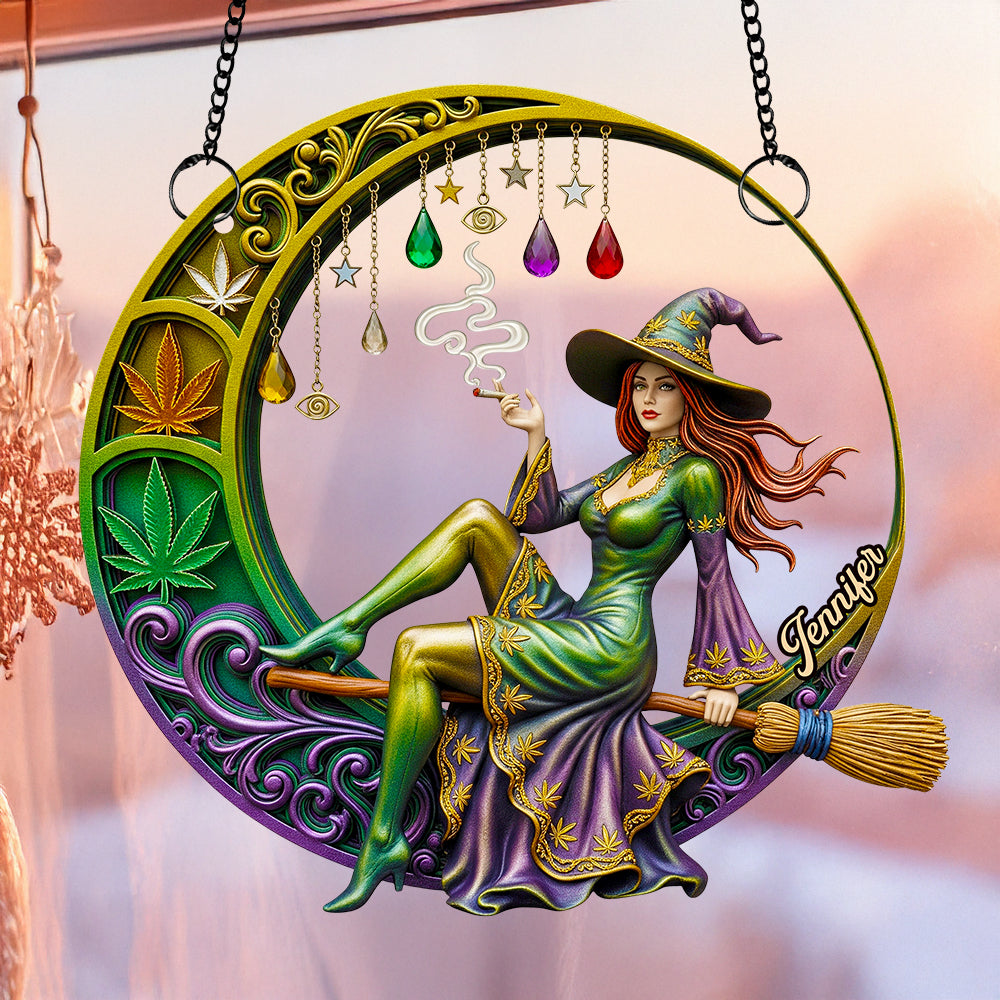 Chill Broom Girl Suncatcher Ornament Personalized Gifts for Fantasy Lovers 03NADT230725-Homacus