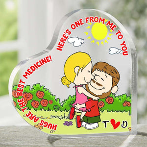 Personalized Gifts For Couple Heart Shaped Acrylic Plaque, Hugs Are The Best Medicine 01TGLU041224HG-Homacus