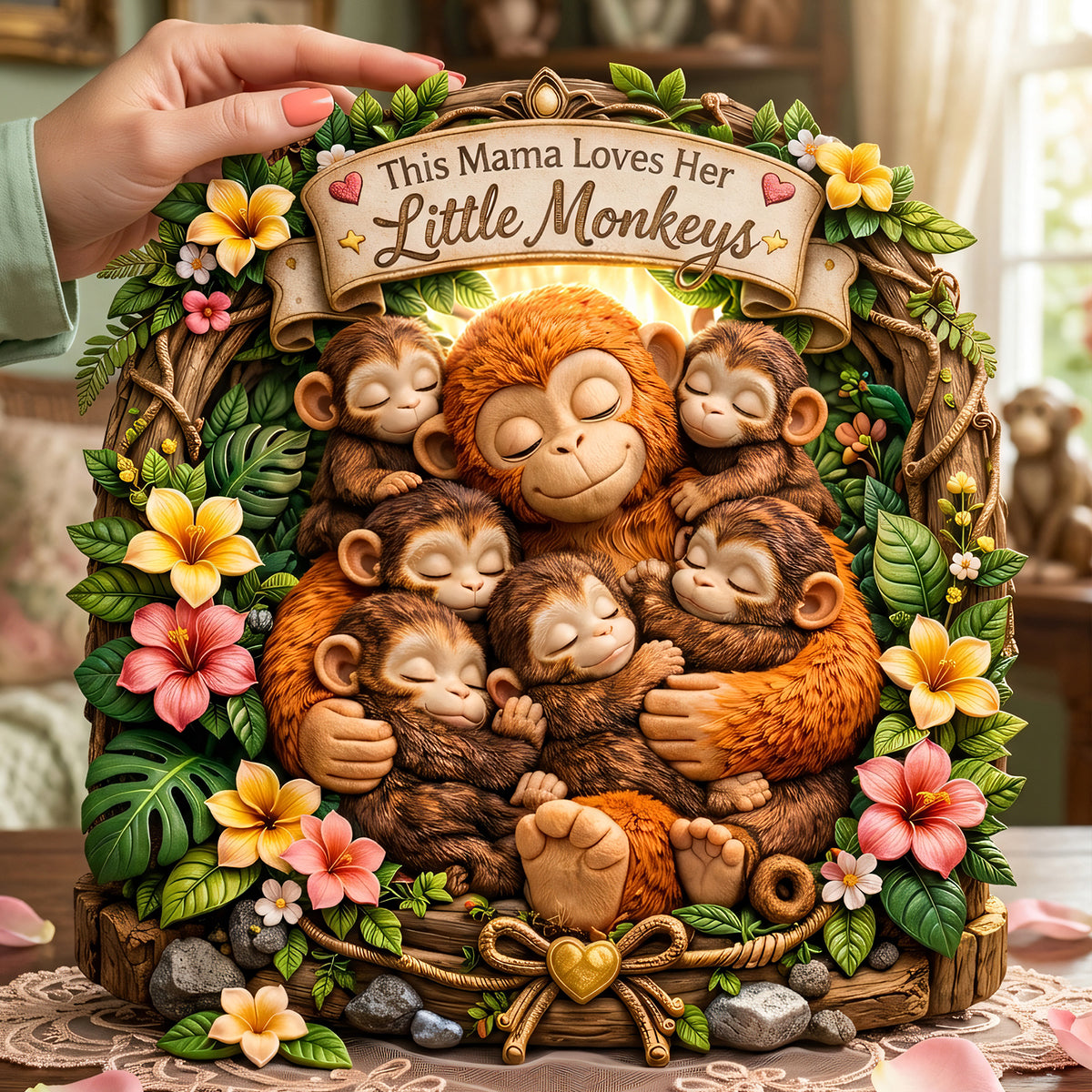 Mom And Her Little Monkeys Acrylic Plaque - Personalized Mother's Day Gifts 01tota110326-Homacus
